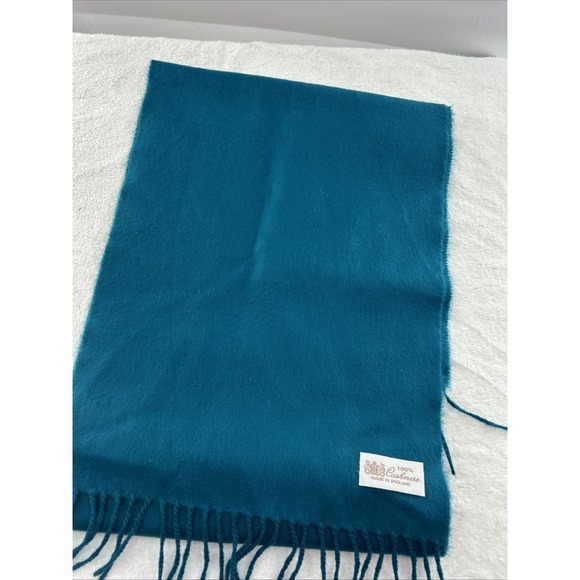 100% CASHMERE SCARF Made in England SOLID Teal SUPER SOFT UNISEX SOFT - Picture 4 of 6